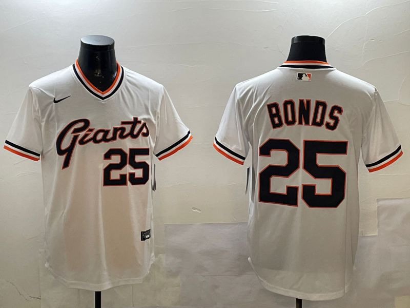 Men San Francisco Giants #25 Bonds White Throwback 2025 Nike MLB Jersey style 1->san francisco giants->MLB Jersey